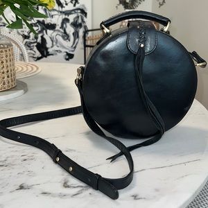 Sancia Black Leather Canteen Bag